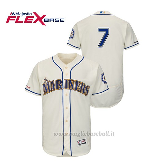 Maglia Baseball Uomo Seattle Mariners Marco Gonzales 150th Aniversario Patch Autentico Flex Base Crema